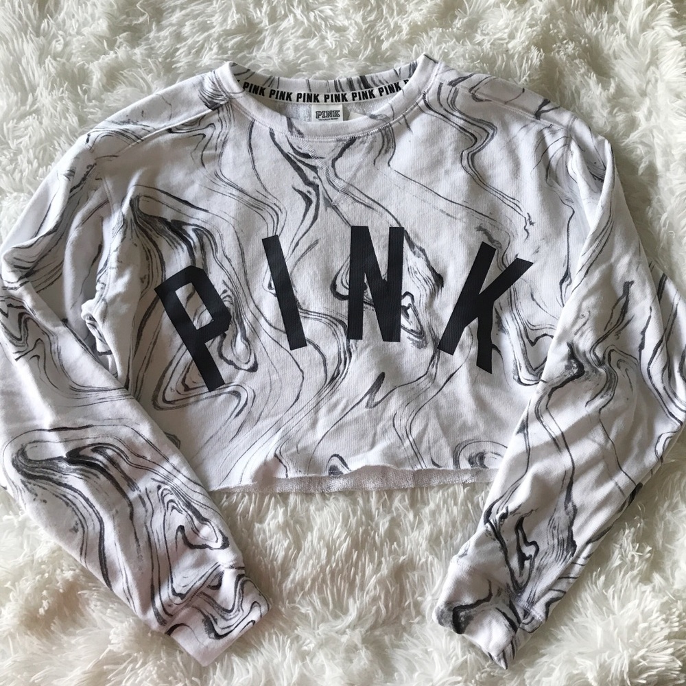 VS PINK Marble Cropped Long Sleeve XS NEW W/ TAGS